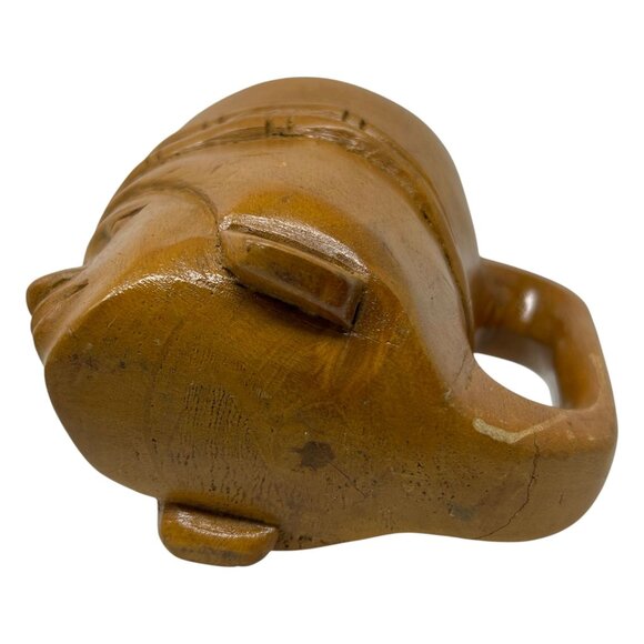 Vintage Hand Carved Mug Cup Wooden Wood Art Deco Woman Head Face 4.25" Tall - Picture 8 of 12